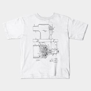 Sewing Machine Power Transmission System Vintage Patent Hand Drawing Kids T-Shirt